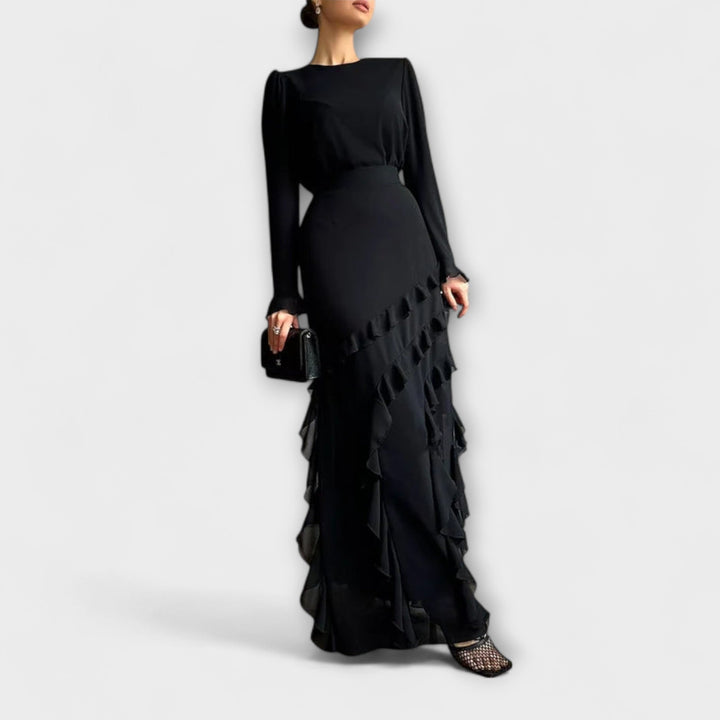 Fallon - Slim Fit Maxi-mekko 3D-helmiöillä