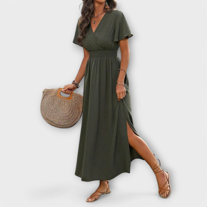 Heath - Tyylikäs boho-mekko V-kaula-aukolla ja pitkillä hihoilla