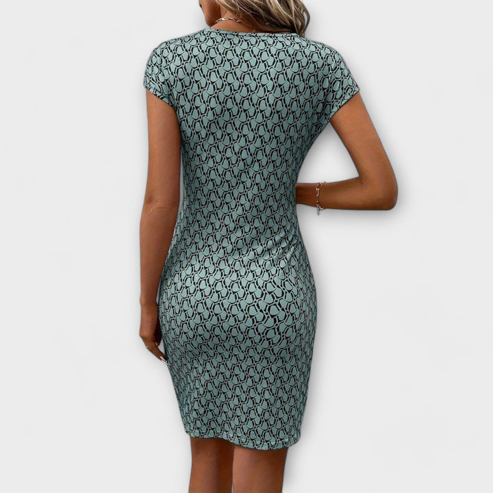 Emma - Lyhythihainen tulppamekko, kokonaiskuvitettu kuosi