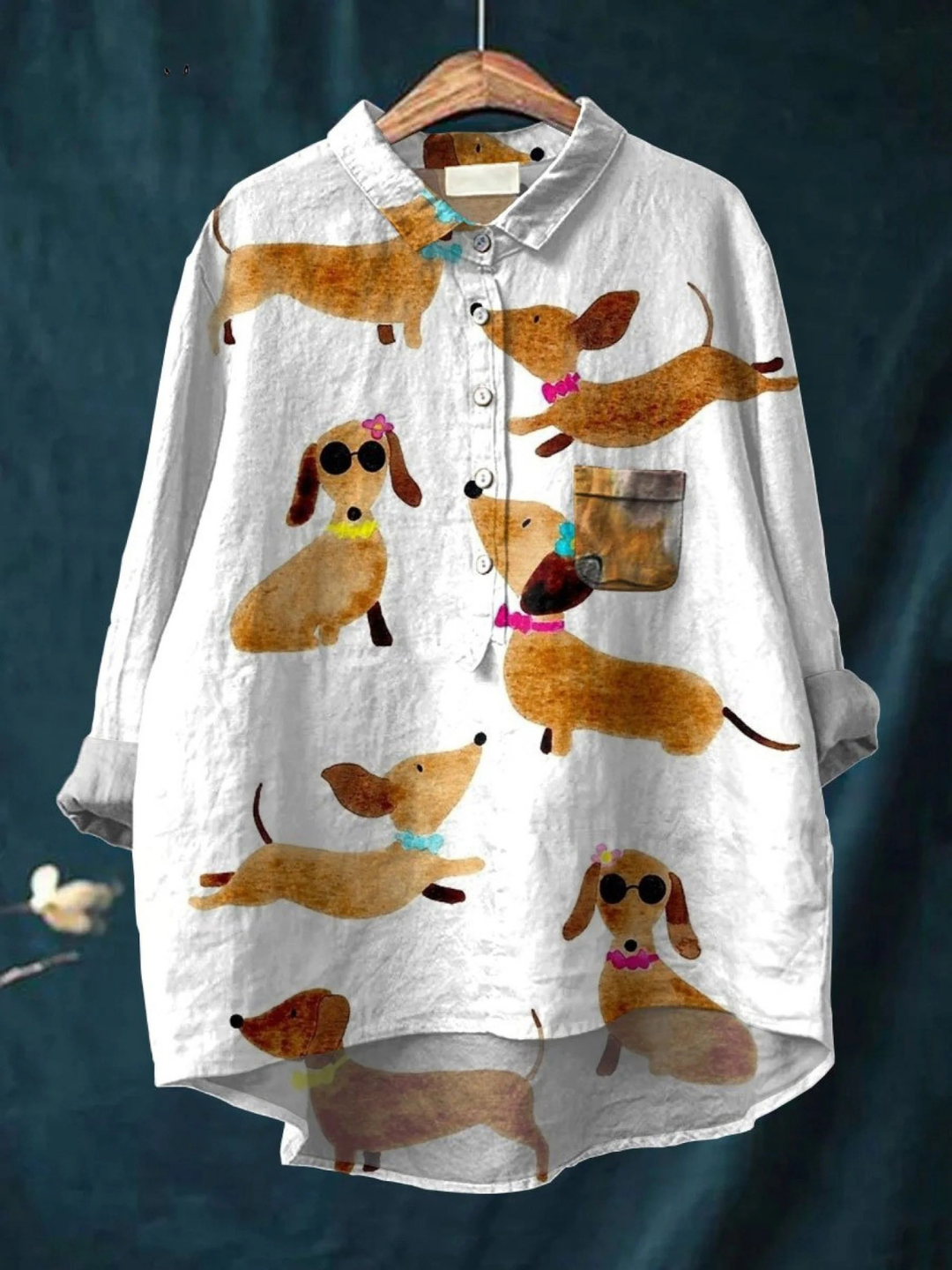 Ava | Suloinen Dachshund-taideprintti rento paita