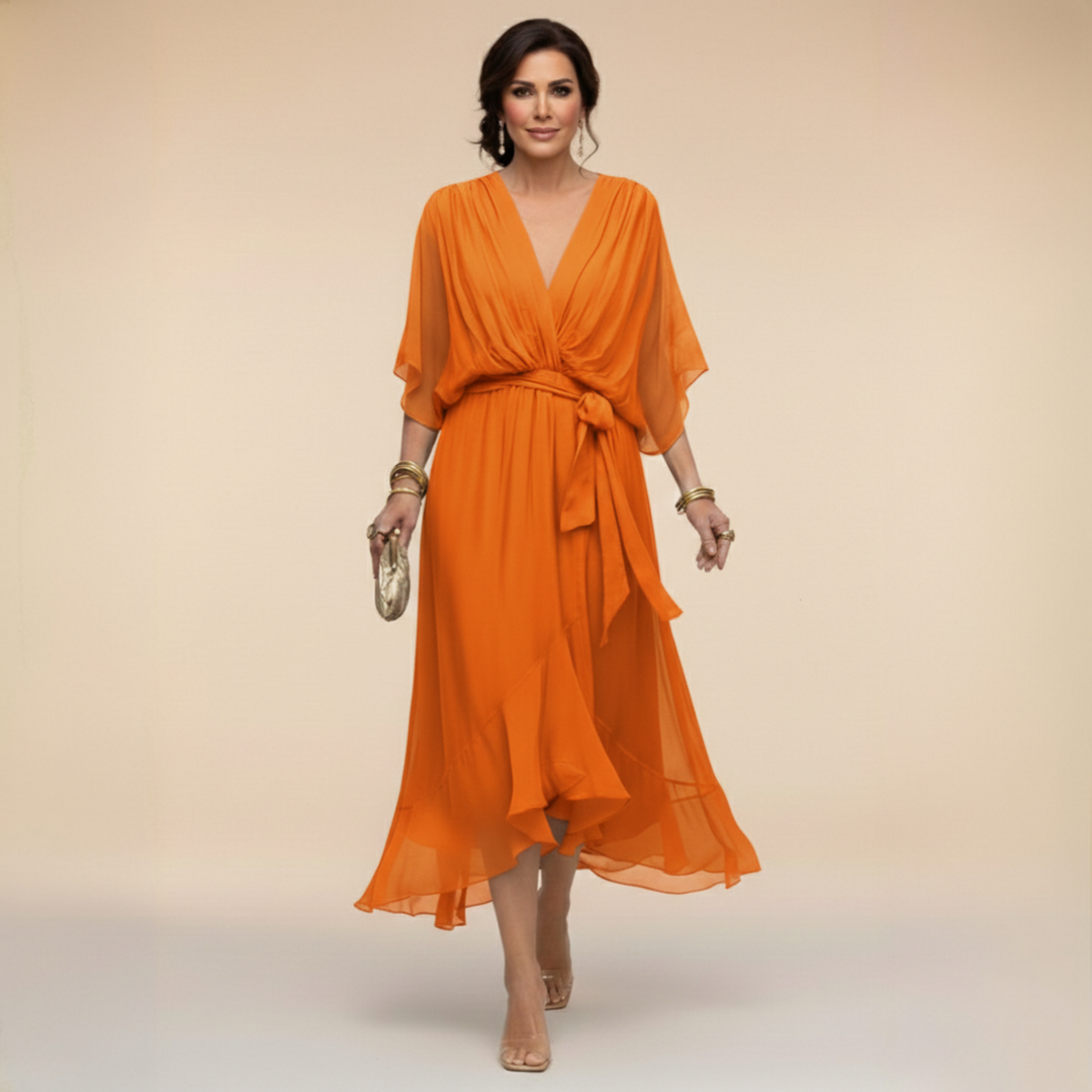 Marta™ | V-aukkoisen sifonki mekko