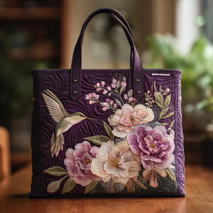 Sac fourre-tout matelassé - Colibris et Orchidées