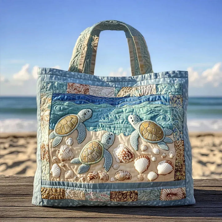 Sac fourre-tout matelassé artisanal - Tortues de mer