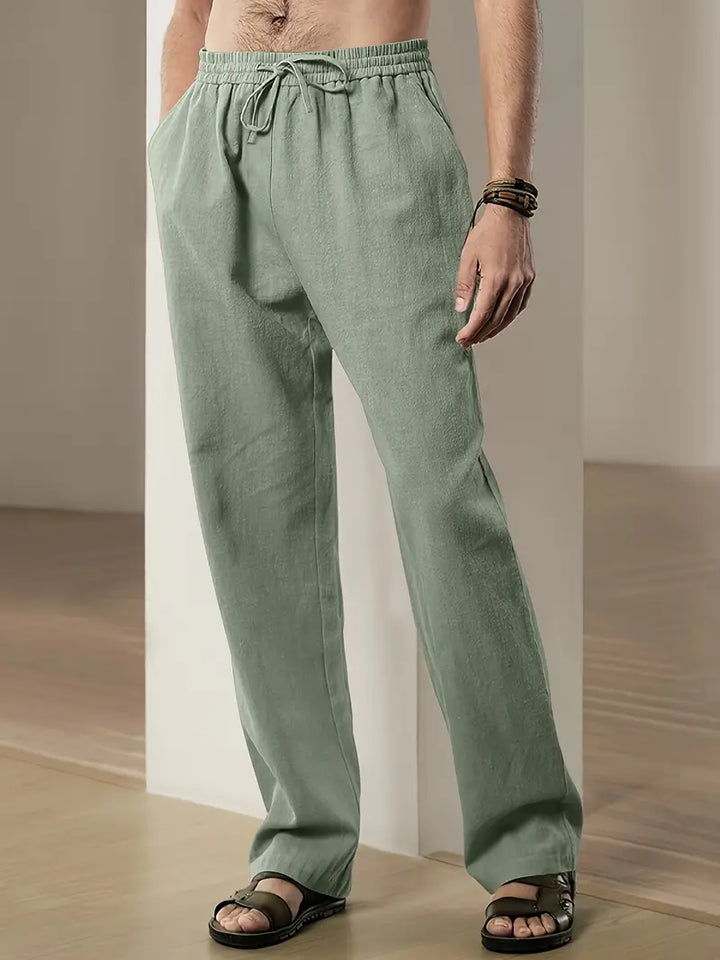 Baggy pellavahousut miehille