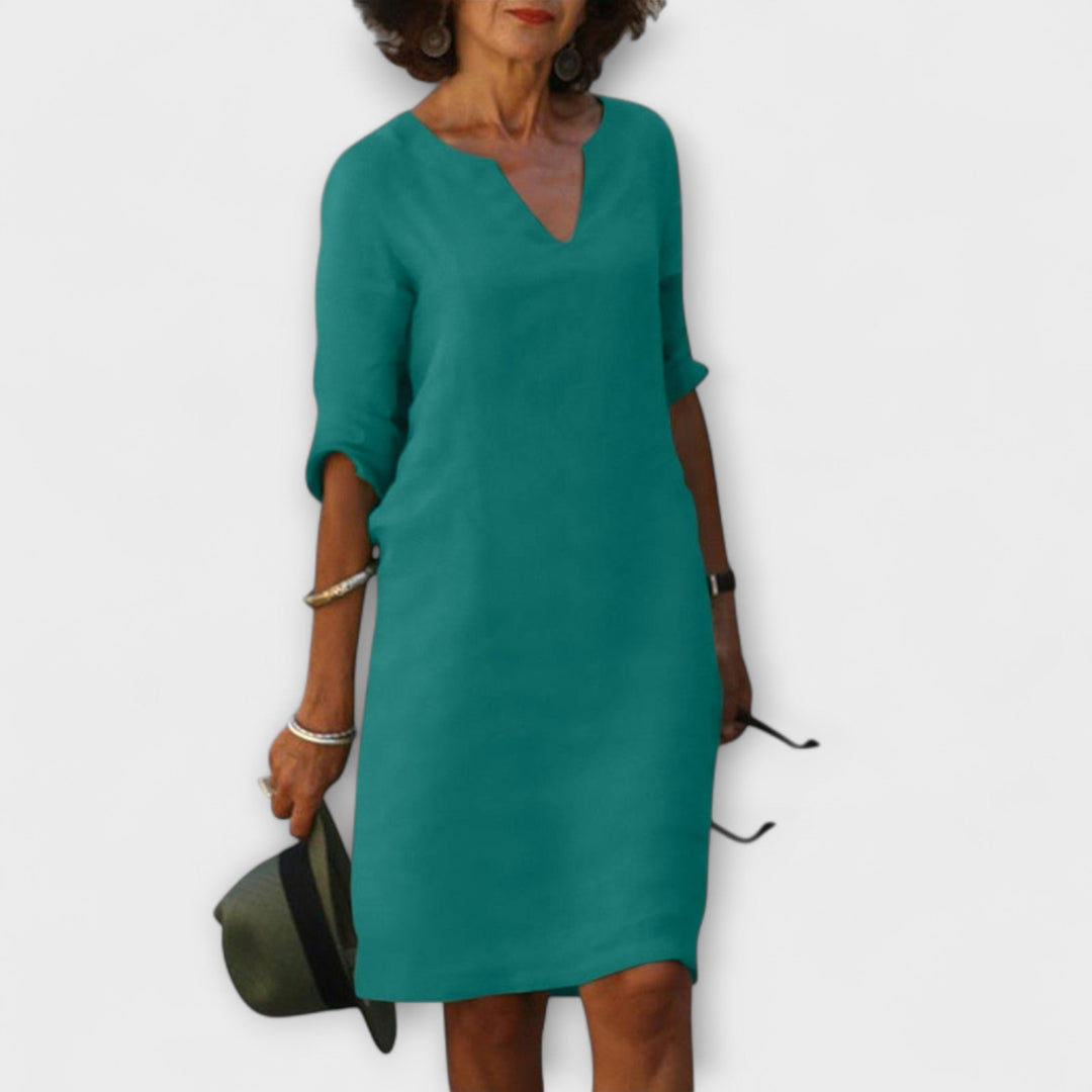 Ellyse - Elegantti kesämekko V-kaula-aukolla