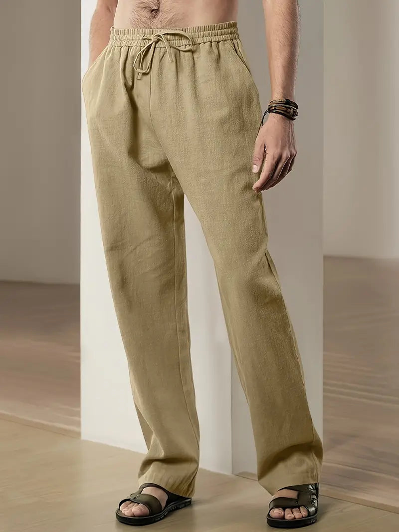 Baggy pellavahousut miehille