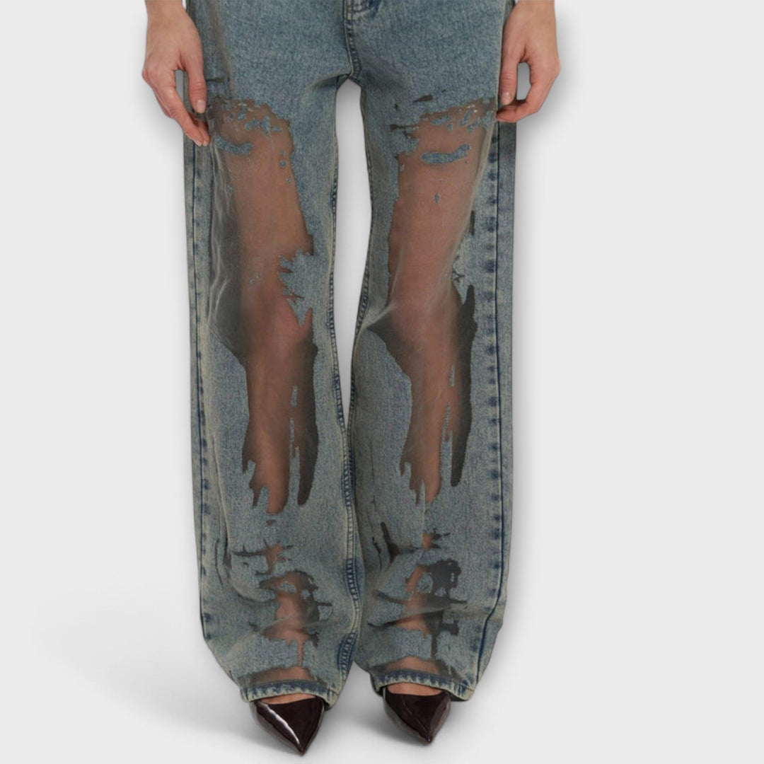 Rayne - Trixie Läpinäkyvät Sininen Denim farkut