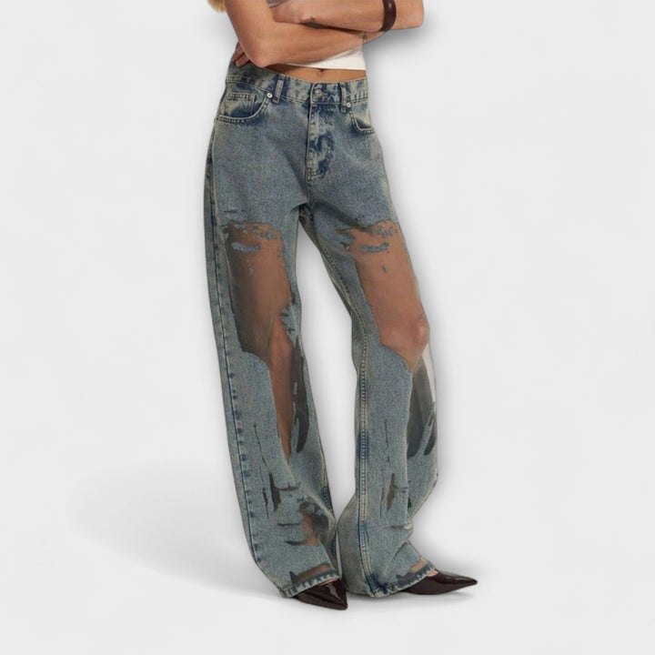 Rayne - Trixie Läpinäkyvät Sininen Denim farkut
