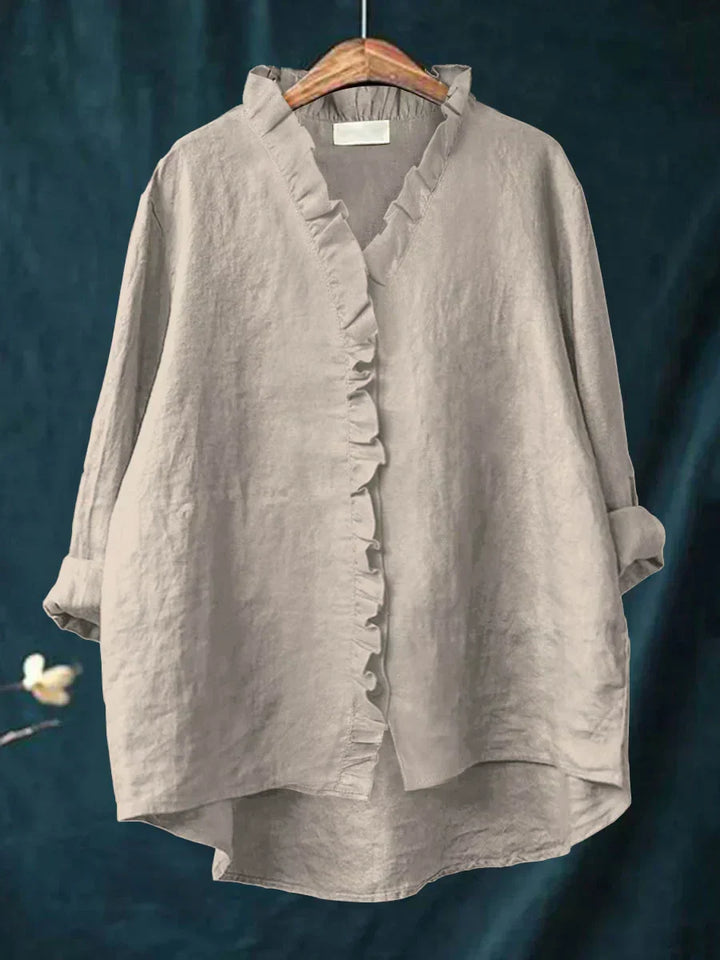 Lily | Puuvilla-linjakangas röyhelöblouse