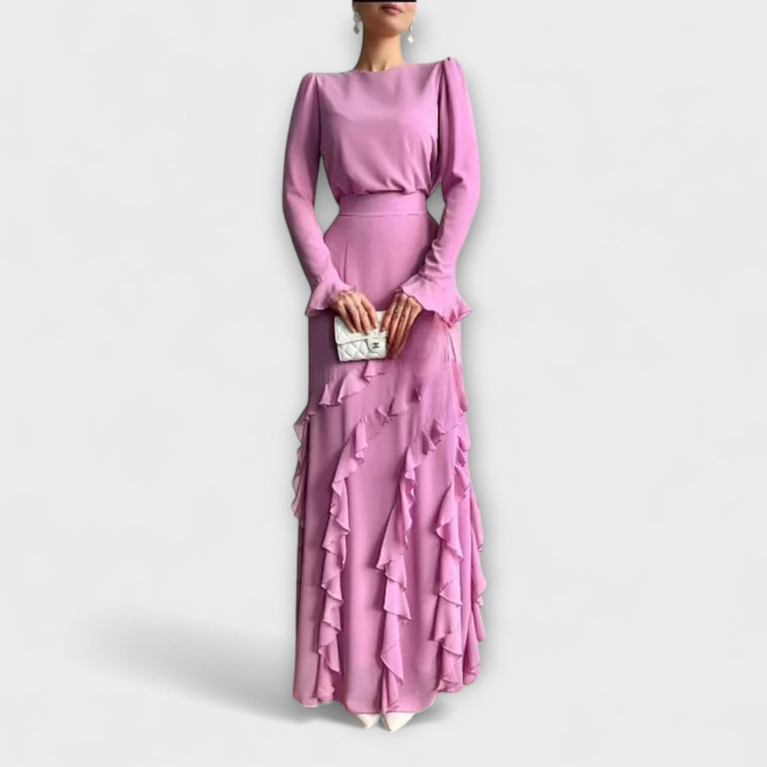 Fallon - Slim Fit Maxi-mekko 3D-helmiöillä