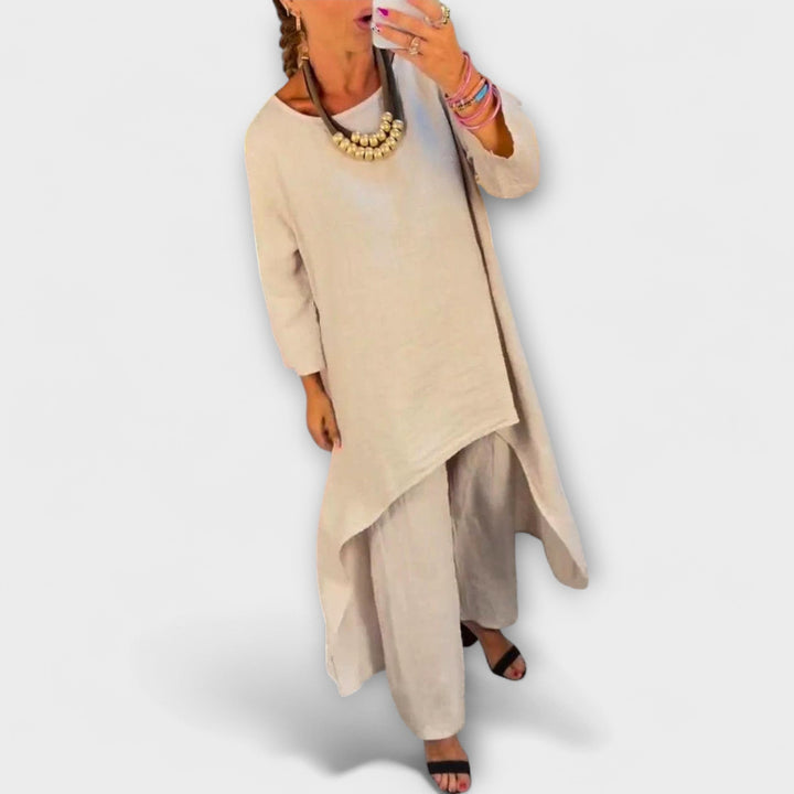 Tabea - Pellavainen puku round neck with cut-out