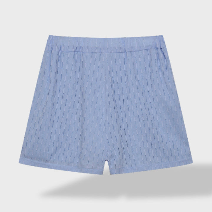 Maud | Tyylikäs paita- ja shorttiasetti pellava-piknik puuvillasta