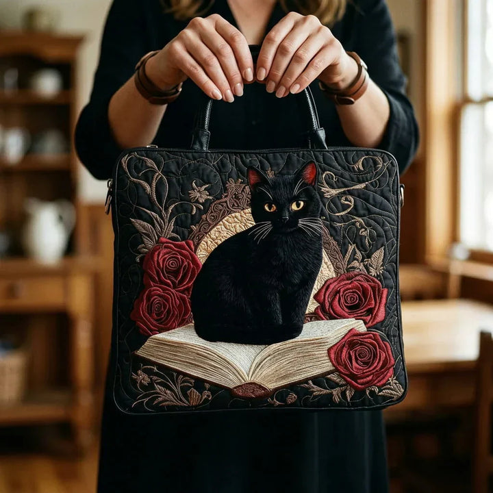 Artisan Vuorattu Laukku - Musta Kissa Kirjojen Päällä