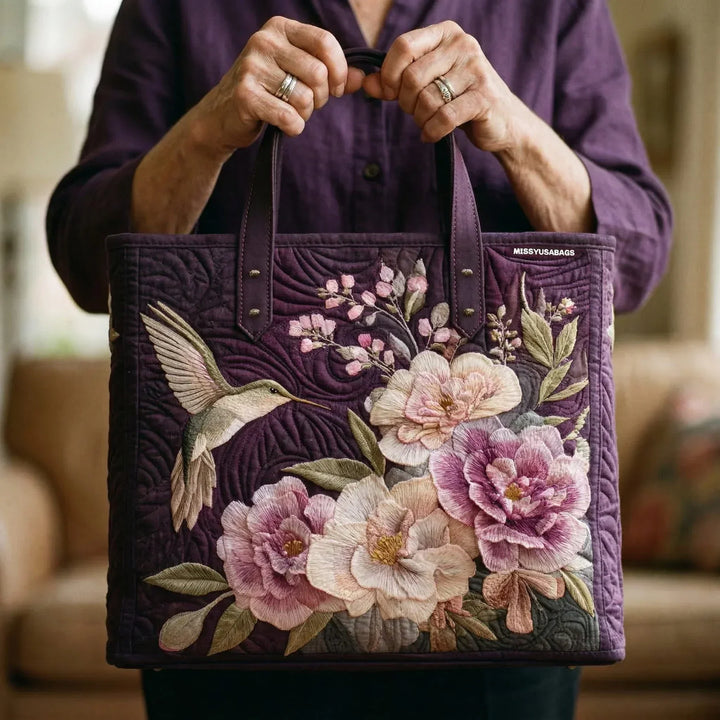 Sac fourre-tout matelassé - Colibris et Orchidées