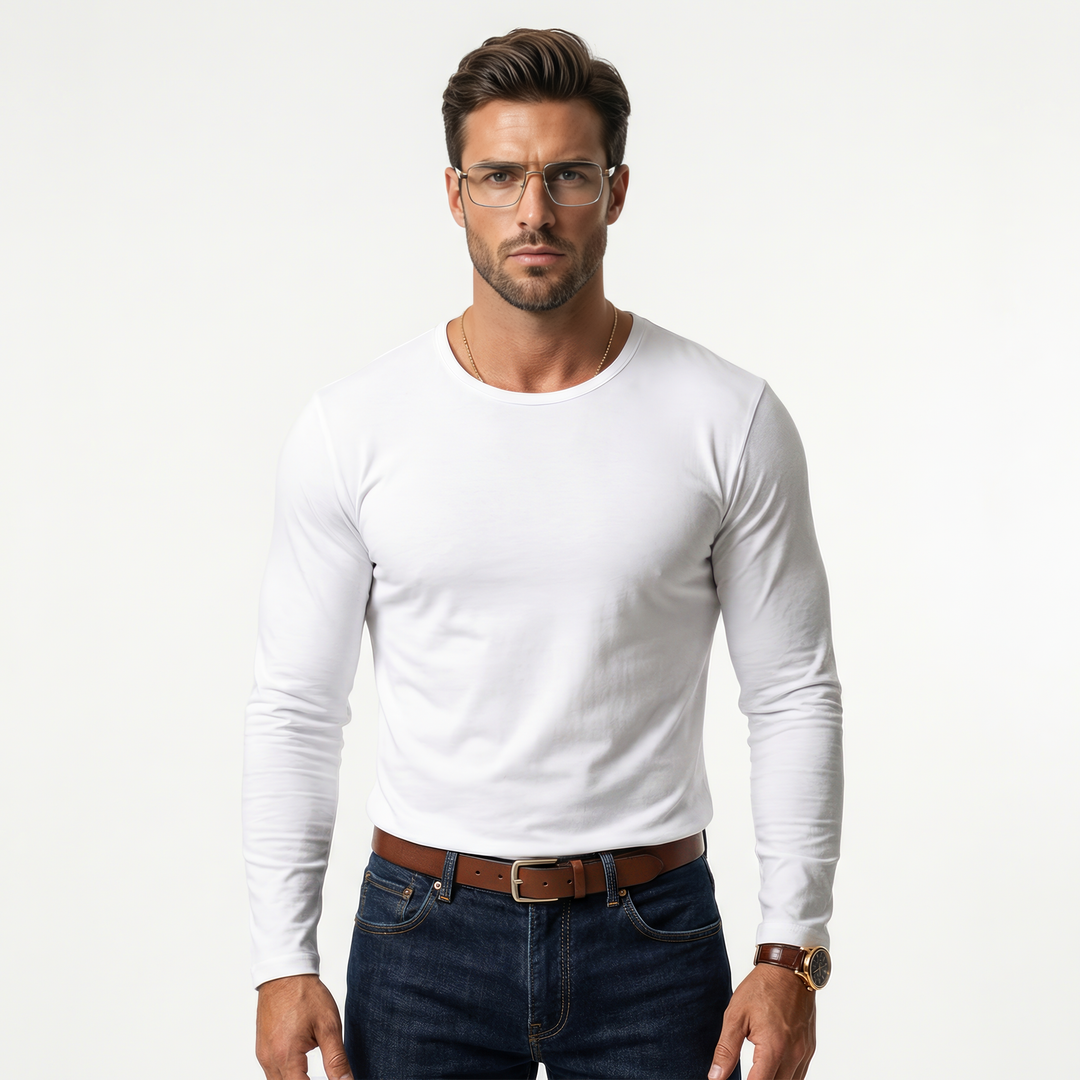 Miesten slim fit pitkähihaista puseroa joustavalla mukavuudella