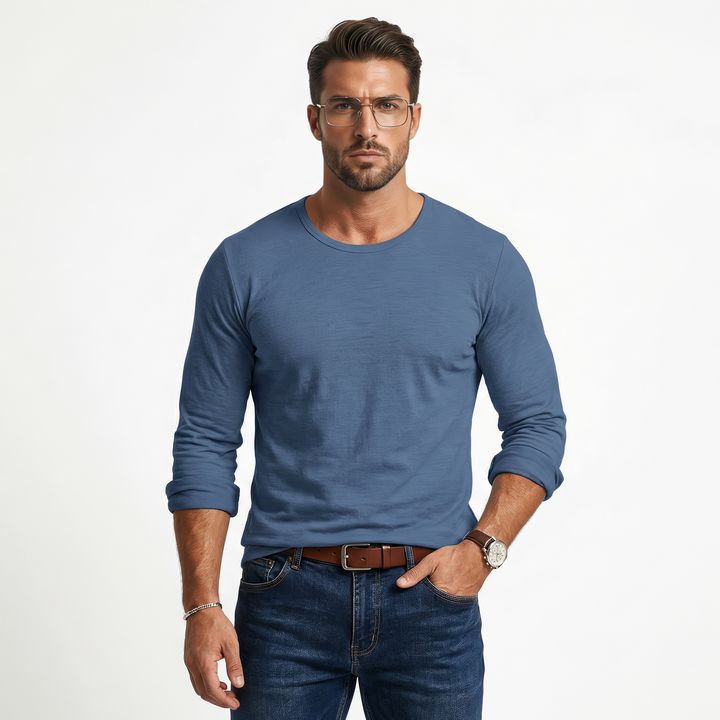 Miesten slim fit pitkähihaista puseroa joustavalla mukavuudella